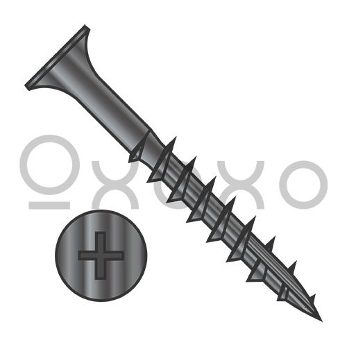 6-13X1 1/8  Phil Flat No Nibs Deep Thread Wood Screw Type 17 point 2/3 Thread Black Oxide