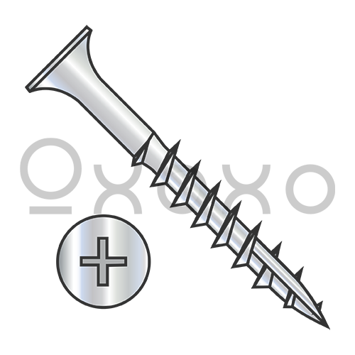 6-13X1 1/8  Phillips Flat No Nibs Deep Thread Wood Screw Type 17 Point 2/3 Thread Zinc Bake