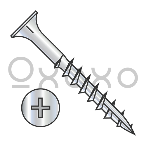 6-13X1 1/8  Phillips Flat Head w/Nibs Deep Thread Wood Screw Type 17 Point 2/3 Thrd ZincBake