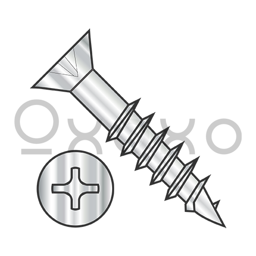 6-13X1 1/4  Phillips Flat Head no Nibs Deep Thread Wood Screw P/T 410 Stainless Bright Hard