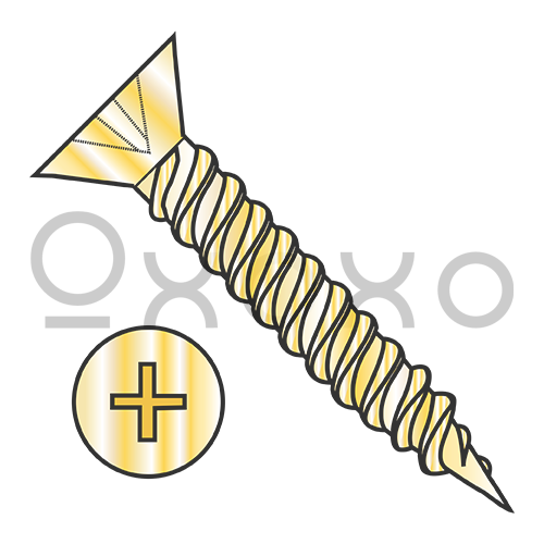 4X5/8  Phil Flat Hinge Screw Twinfast Fine Thread Full Thread Steel Bright Brass Finish