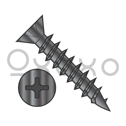 6-13X1/2  Phillips Flat Head no Nibs Deep Thread Wood/Hinge Screw Full Thread Black Ox Oil