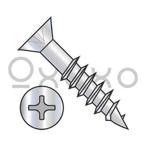 6-13X1 1/4  Phillips Flat Head no Nibs Deep Thread Wood Screw 2/3 Threaded Zinc Bake