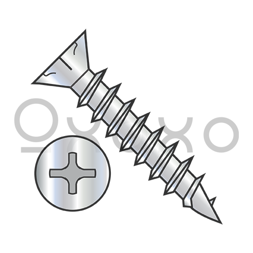 8-11X3/4  Phillips Flat Head w/Nibs Deep Thread Wood Screw Fully Threaded Zinc Bake