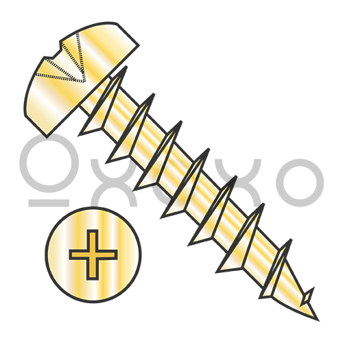 8X5/8  Phillips Pan Deep Thread Wood Screw Full Thread Steel Bright Brass