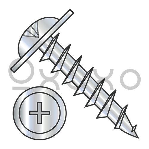 8-11X1  Phillips #10 Round Washer Head Deep Thread Wood Screw Full Thread Zinc Bake
