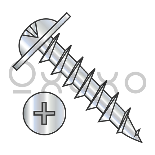 8-11X7/16  Phillips Drive Round Washer Head Deep Thread Wood Screw Full Thread Zinc Bake