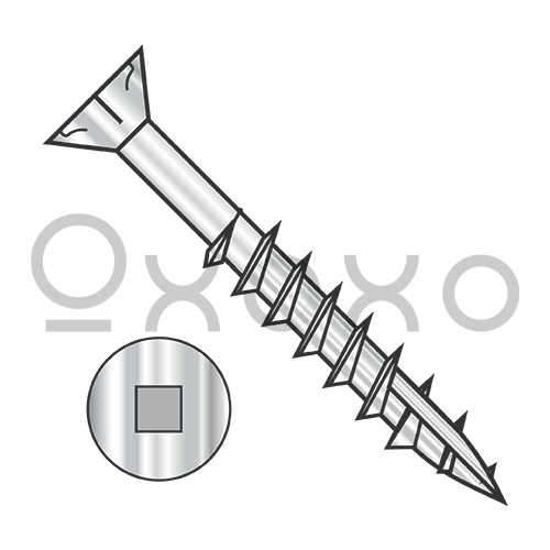 8-8X1 1/4  Square Drive Flat Head Nibs Deck Screw Type 17 2/3 Thread 18 8 Stainless Steel