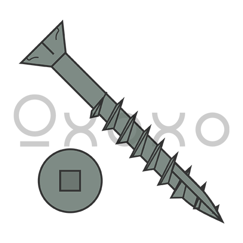 8-8X1 1/4  Square Flat Nibs Deck Screw Type17 2/3 Thread Green Ceramic 1,200HR Salt Spray