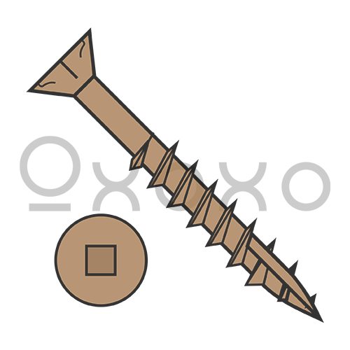 8-8X1 5/8  Square Flat Nibs Deck Screw Type17 2/3 Thread Tan Ceramic 1,200HR Salt Spray