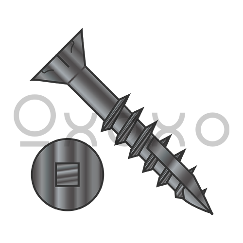 9-10X2 1/2  Square #8 Flat Head w/Nibs Deep Thread Wood Screw Type 17 2/3 Thread Black Oxide