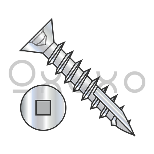 6-13X3/4  Flat Head Nibbed Square Drive Deep Thread Wood Screw Type 17 Full Thrd Zinc Bake