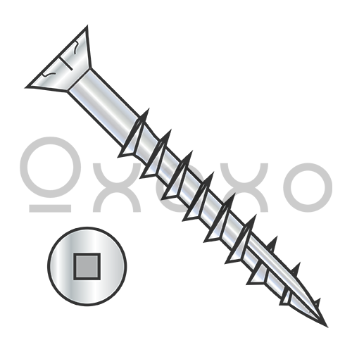 6X3/4  Square Flat Nibs Deck Screw Type 17 2/3 Thread Zinc Bake 1,000HR Salt Spray