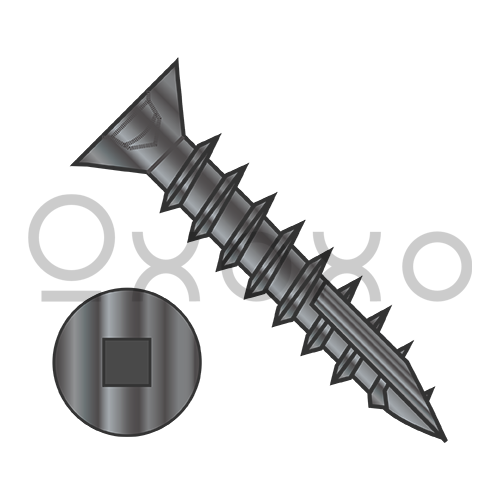 6-13X1/2  Square Drive Flat Head No Nibs Deep Thread Wood Screw Type 17 Full Thrd Black Ox