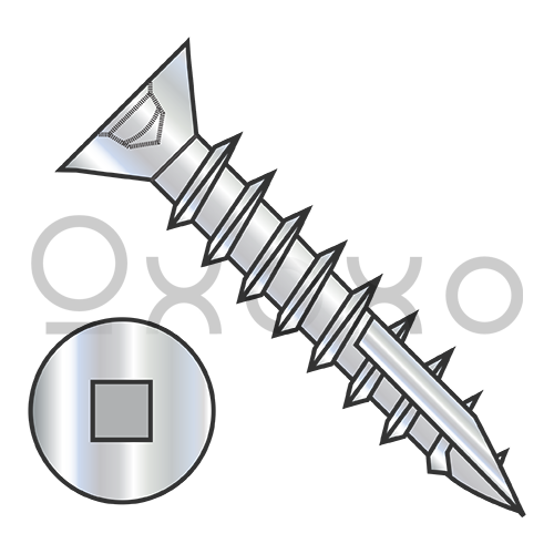 6-13X1/2  #2 Square Drive Flat Head No Nibs Deep Thread Type 17 Full Thread Zinc Bake