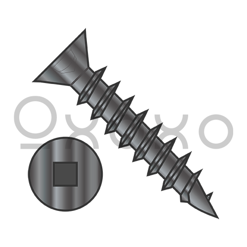 8X5/8  Flat Head (no nibs) Square Drive Deep Thread Wood Screw Fully Threaded Black Ox