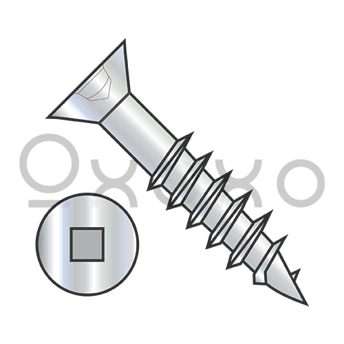 6X1 1/4  Flat Head (no nibs) Square Drive Deep Thread Wood Screw 2/3 Threaded Zinc Bake