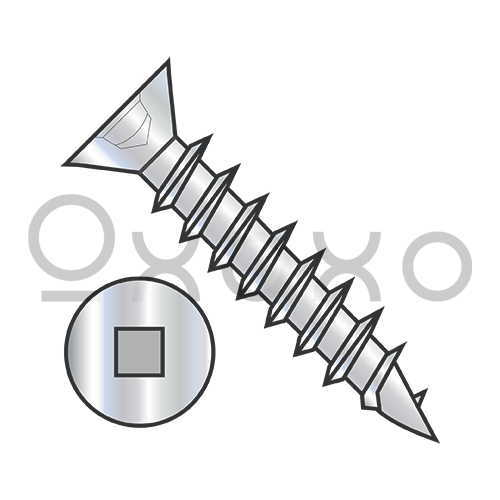 8X5/8  Flat Head (no nibs) Square Drive Deep Thread Wood Screw Fully Threaded Zinc Bake