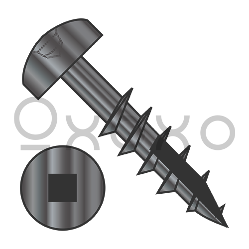 6-13X1 1/4  Square Drive Pan Head Deep Thread Screw Type 17 2/3 Thread Black Oxide & Oil