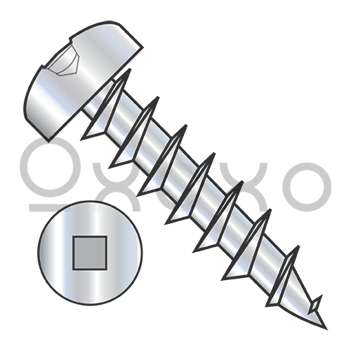 6-13X3/8  Square Drive Pan Deep Thread Wood Screw Full Thread Zinc Bake