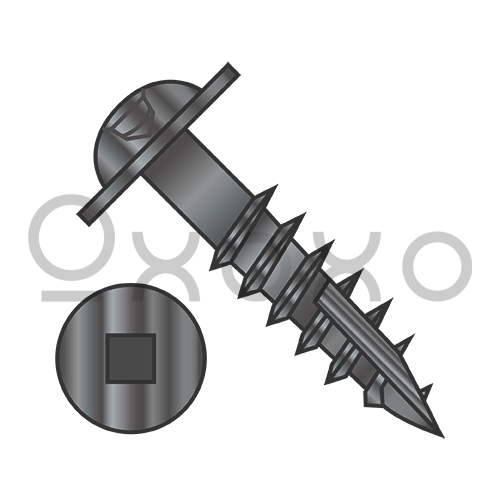 8-11X1 1/8  Square Drive Round Washer Head Deep Thread Type 17 Wood Screw 2/3 Thrd Black Ox