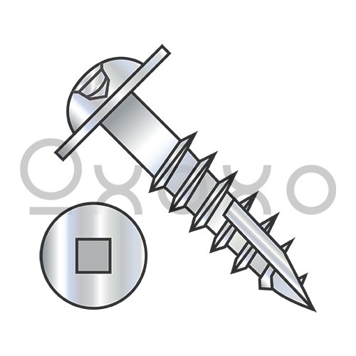 8-11X1 1/8  Square Drive Round Washer Head Deep Thrd Type 17 Wood Screw 2/3 Thrd Zinc Bake