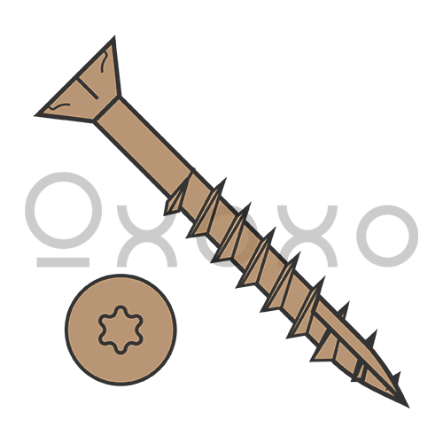 8-8X1 1/4  6 lobe Flat Nibs Deck Screw Type17 2/3 Thread Tan Ceramic 1,200HR Salt Spray