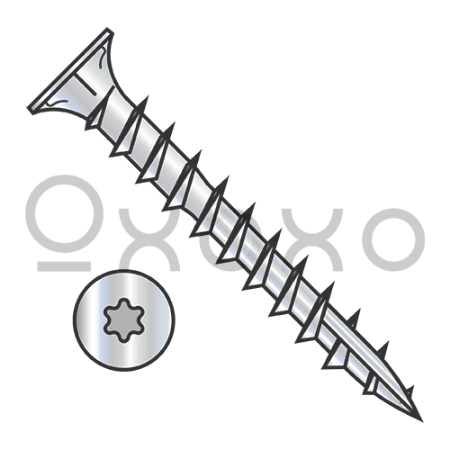 8-11X3/4  6 lobe Flat w/Nibs Deep Thread Wood Screw Type 17 Full Thread Zinc Bake