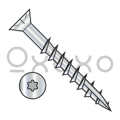 6X1 1/4  6 Lobe Flat Nibs Deck Screw Type 17 2/3 Thread Zinc Bake 1,000HR Salt Spray