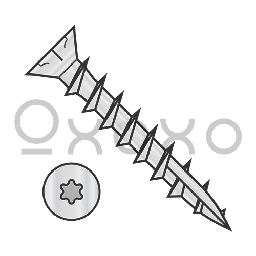 6X3/4  6 Lobe Flat Nibs Deck Screw Type 17 Full Thread Zinc Bake 1,000HR Salt Spray