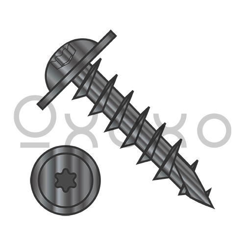 8-11X3/4  6 Lobe Round Washer Head Deep Thread Wood Screw Type 17 Full Thread Black Oxide