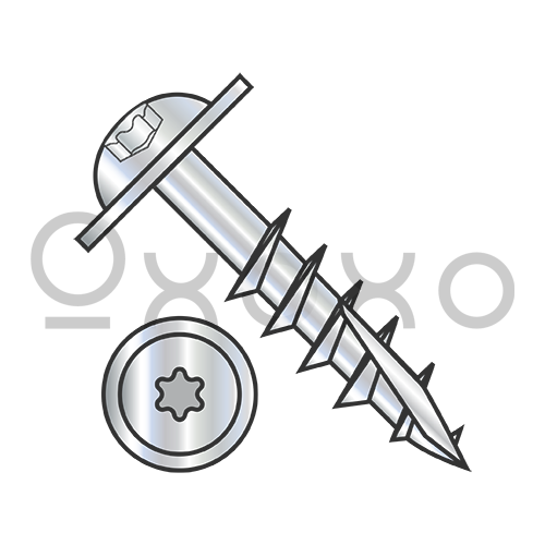 10-9X2 1/2  6 Lobe Round Washer Deep Thread Wood Install Scr Long Type17 2/3Thread Zinc Bake
