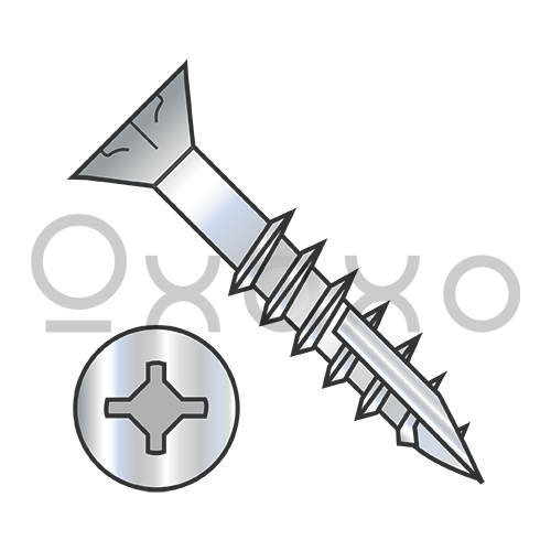 6-13X1 1/4  Square Phil Drive Flat w/Nibs Deep Thread Wood Screw 2/3 Thread Type17 Zinc Bake
