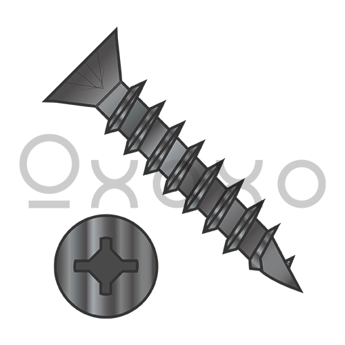 6-13X5/8  Square Phillips Drive Flat Head no Nibs Deep Thread Wood Screw Full Thd Black Ox