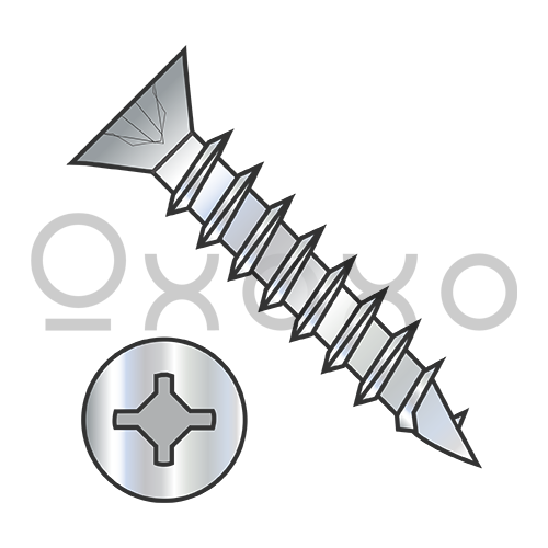 6-13X5/8  Square Phillips Drive Flat Head no Nibs Deep Thread Wood Screw Full Thd ZincBake