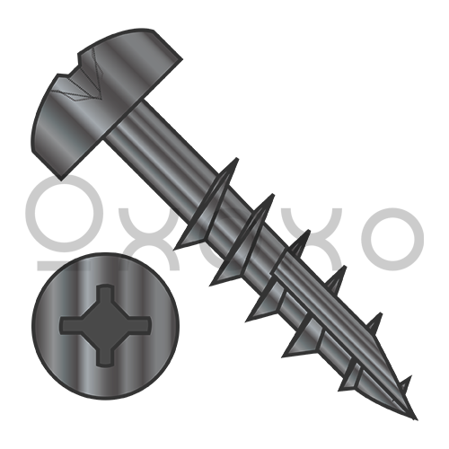 8-11X1 1/4  Square Phil Drive Pan Deep Thread Wood Screw 2/3 Thread Type 17 Black Oxide Oil