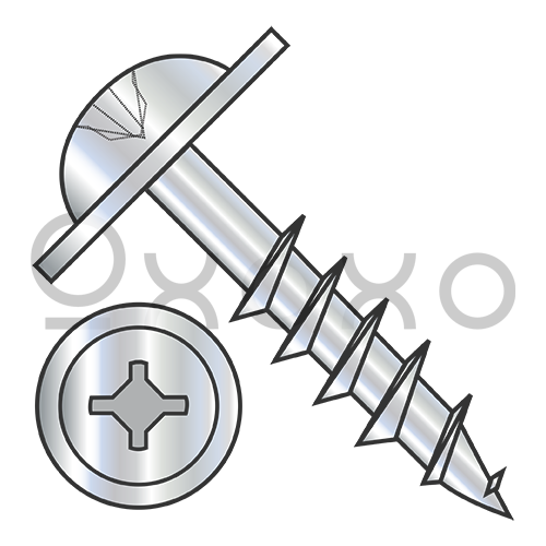 8-11X1 1/8  Square Phillips Drive Round Washer #10 Head Deep Thread Wood Screw P/T Zinc Bake