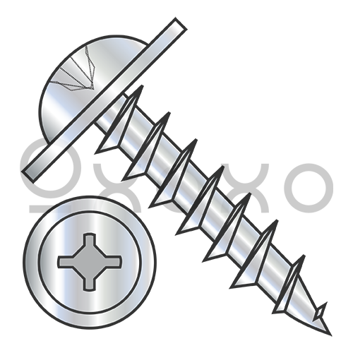 8-11X7/8  Square Phillips Drive Round Washer #10 Head Deep Thread Wood Screw F/T Zinc Bake