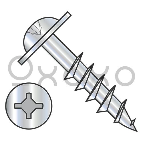 8-11X1 1/8  Square Phillips Drive Round Washer Deep Thread Wood Screw 2/3 Thread Zinc Bake
