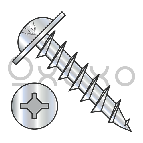 8-11X1/2  Square Phillips Drive Round Washer Deep Thread Wood Screw Full Thread Zinc Bake