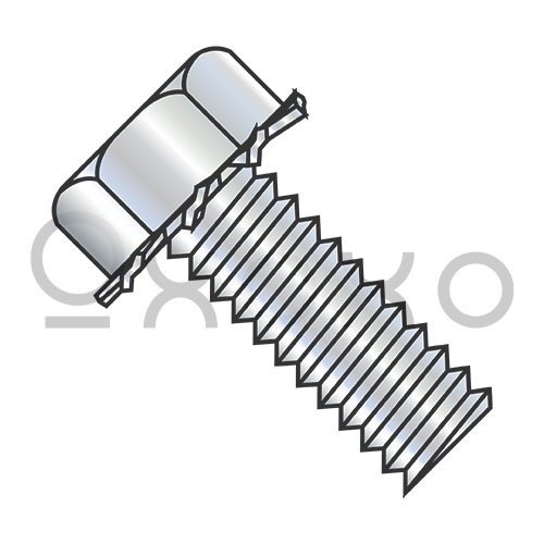 8-32X3/8  Unslot Indent Hex Head 5/16 AF External Sems Machine Screw Full Thread Zinc And