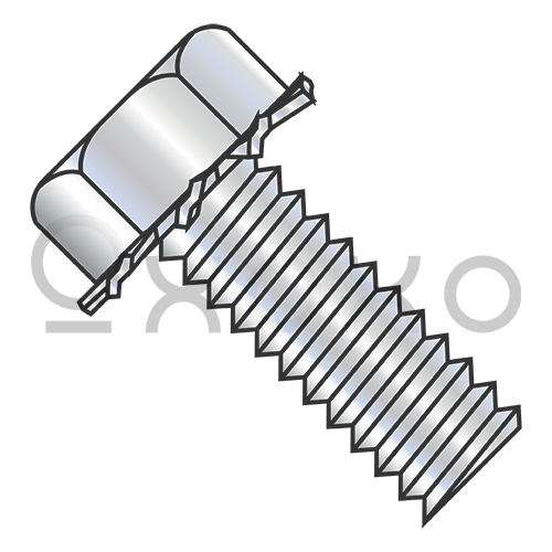 1/4-20X1/2  Unslot Indent Hex Head 7/16 AF External Sems Machine Screw Full Thread Zinc And