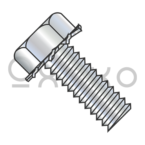 6-32X1/4  Unslotted Indented Hex Head External Sems Machine Screw Full Threaded Zinc Bake