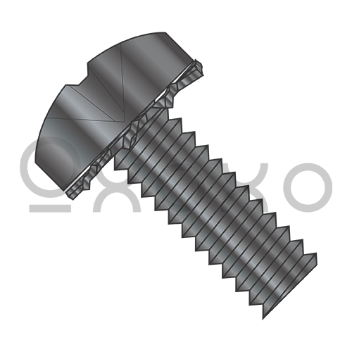 4-40X1/4  Phillips Pan External Sems Machine Screw Fully Threaded Black Zinc And Bake