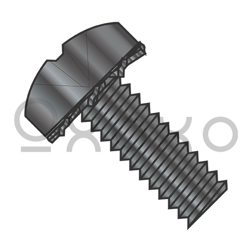 4-40X3/16  Phillips Pan External Sems Machine Screw Fully Threaded Black Oxide