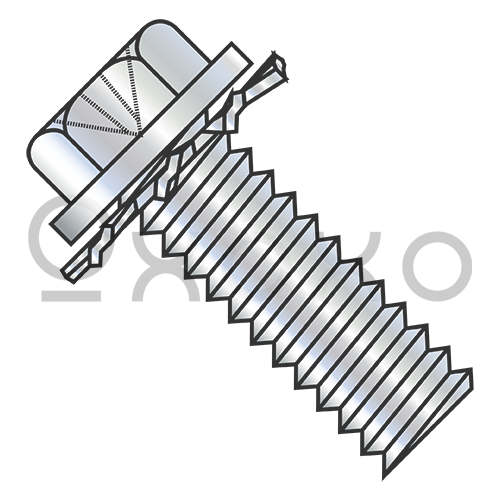 6-32X1/4  Phillips Indent Hex Washer External Sems Machine Screw Full Thread Zinc & Bake