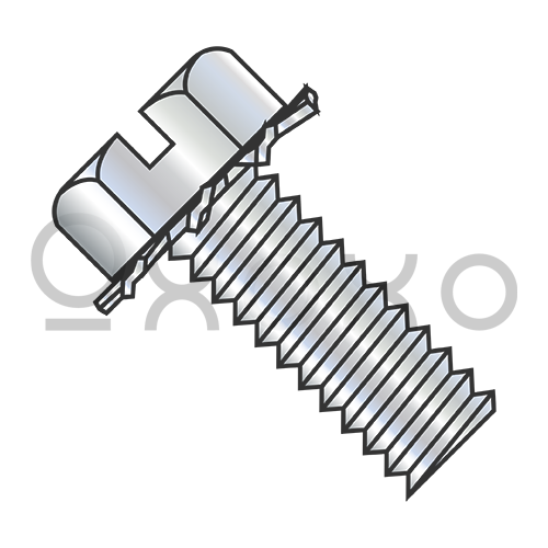 4-40X3/8  Slotted Hex Head External Sems Machine Screw Fully Threaded Zinc and Bake