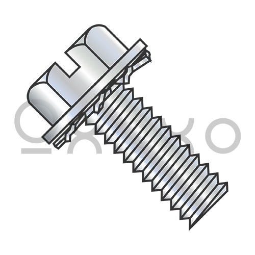 4-40X3/8  Slotted Hex Washer External Sems Machine Screw Fully Threaded Zinc And Bake