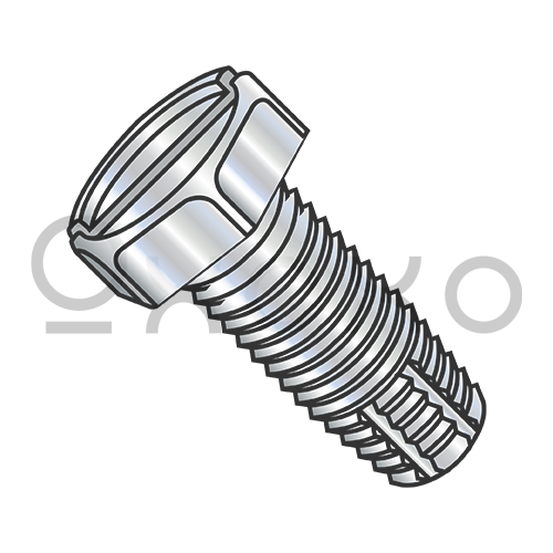6-32X3/8  Slotted Indented Hex Head Thread Cutting Screw Type F Fully Threaded Zinc Bake