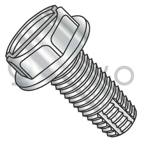 8-32X3/8  Slotted Indented Hex Washer Thread Cut Screw Type F Full Thread 410 Stainless St